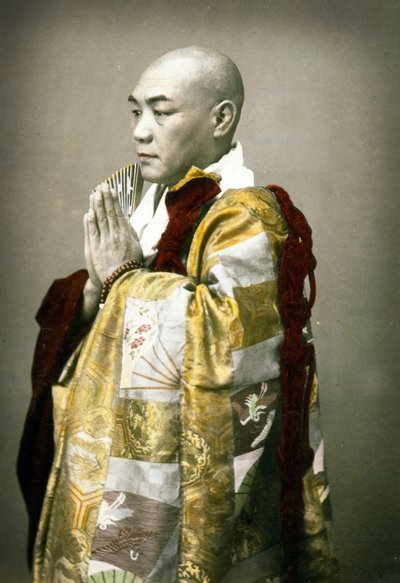 神道教牧师的肖像，1880年 作者 日本学校