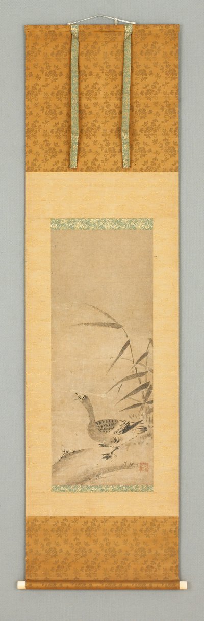 芦苇和大雁，15 世纪末 - 16 世纪初（纸上水墨，象牙） 作者 日本学校