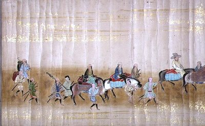 1651年德川家纲继位时在明治1年的第六次韩国驻日本大使馆，可能是狩野正信（1625-94）的作品（卷轴画）（细节）（另见120832）。 作者 日本学校