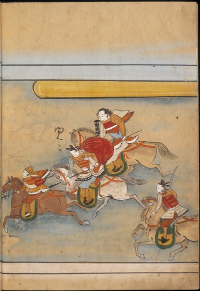 马背上的士兵，选自《大食馆》的插图（纸本水墨彩色画） 作者 日本学校