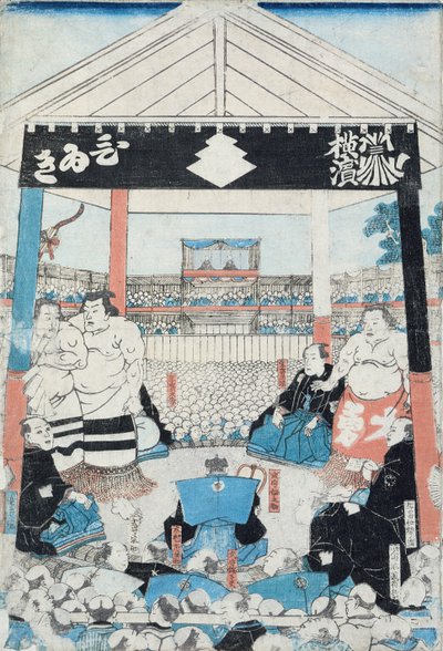 相扑选手即将开始比赛（木刻版画） 作者 日本学校