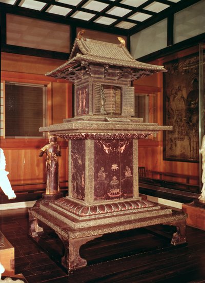 Horyu Ji寺的Tamamushi神社，描绘了先前化身的佛陀故事，c.650 作者 日本学校