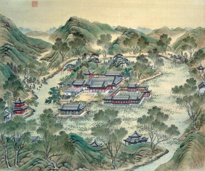 19 世纪日本版画的大皇宫细节。 作者 日本学校