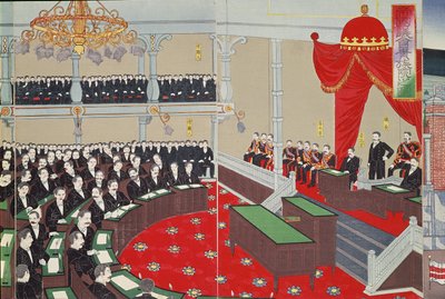 十九世纪末的东京议会（彩色木版画） 作者 日本学校
