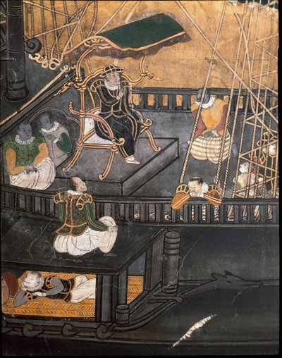 葡萄牙船，从耶稣会葡萄牙传教士抵达日本开始（绘画 作者 日本学校