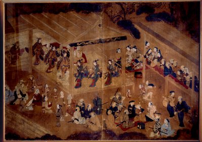 歌舞伎剧场：舞台上的演员； 18世纪日本版画巴黎，吉美博物馆，亚洲艺术国家博物馆 作者 日本学校