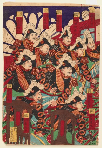 三联画三张，1868-1912（木版画）（另见406926和406927） 作者 日本学校