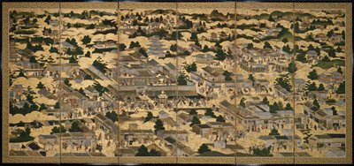 京都内外景色》（Rakuchu rakugai zu），约 1616-24 年（纸上墨水、彩色和金箔） 作者 日本学校