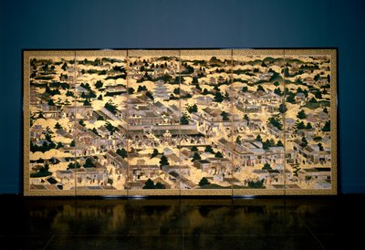 京都时代及周边地区的景观，江户时代，c.1616-24（纸上的墨水，颜色和金箔） 作者 日本学校