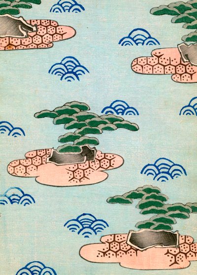 岛上树木的木版画 作者 日本学校