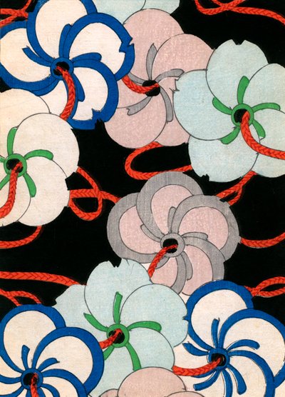 山茶花饰品彩色木版画 作者 日本学校