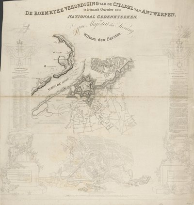 1832 年 12 月安特卫普城堡的保卫战。威廉一世国王陛下国家纪念碑（物体上的标题） 作者 W·冯·拉登