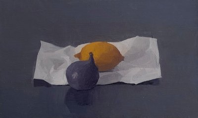 无花果和柠檬，2016 年（椴木上的油彩） 作者 贾森·莱恩