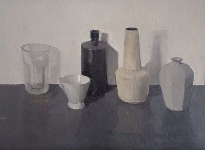 五物静物》，2024 年（纸面油画） 作者 贾森·莱恩
