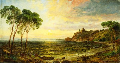 苏塞明湖落日，1887年 作者 贾斯珀·弗朗西斯·克罗普西