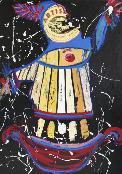 奶酪舞者，2016（水彩纸上的混合媒介，裱在面板上，背面有食谱） 作者 杰·巴特勒