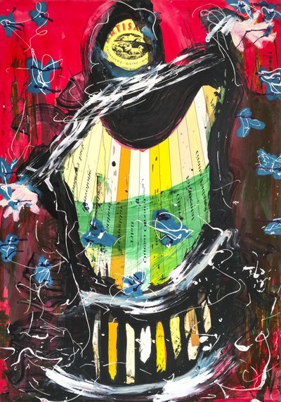 苏菲夏令营，2016（水彩纸上的混合媒介，裱在面板上，背面有食谱） 作者 杰·巴特勒