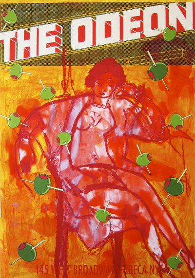 The Odeon，2012 年（水彩纸上的混合媒介，裱在面板上，背面印有食谱） 作者 杰·巴特勒