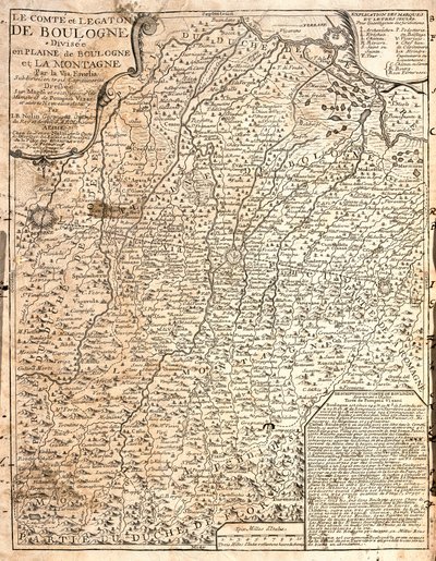 布洛涅郡（法国）地图（蚀刻版） 作者 让·巴蒂斯特·诺林（Jean Baptiste Nolin）