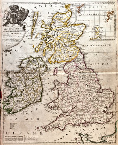 英格兰、苏格兰和爱尔兰（大不列颠）王国地图（雕刻 作者 让·巴蒂斯特·诺林（Jean Baptiste Nolin）