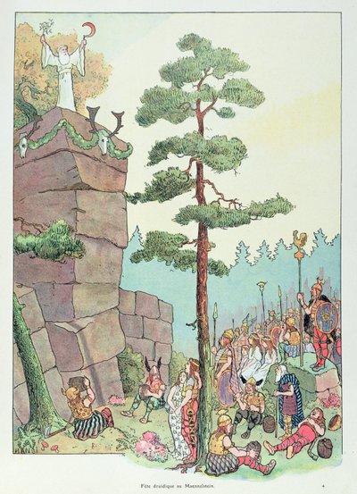 阿尔萨斯缅内尔斯坦的德鲁伊节，《阿尔萨斯历史》插图，约 1915 年（彩色石版画） 作者 让-雅克圆舞曲