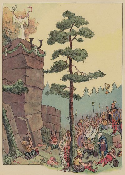 德鲁伊在阿尔萨斯 Maennelstein 庆祝节日（彩色平版印刷） 作者 让-雅克圆舞曲