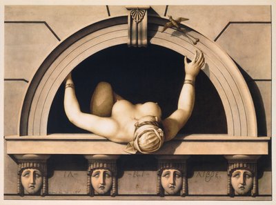 他是自由的（Il est Libre），c。 1798（纸本水彩） 作者 让·雅克·勒奎（Jean Jacques Lequeu）