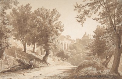 Ariccia的景色，1853年。 作者 让·阿奇里·本努维尔