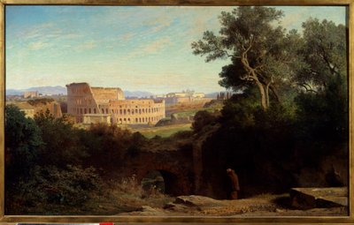 从帕拉丁山 (Palatino) 到罗马的 Colisee (Colosseo) 的视图 Achille Benouville (1815-1891) 1870 年的绘画。 0,78x1,26 m 巴黎，奥赛博物馆 作者 Jean Achille Benouville