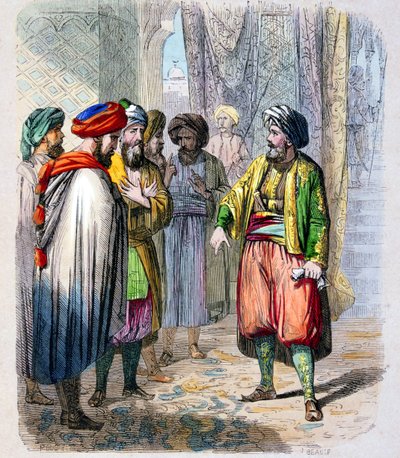 Mehemet Ali (1769-1849) recoit des messages de son fils en campagne en Arabie - 穆罕默德-阿里-帕夏（Muhammad Ali Pasha）或穆罕默德-阿里（Mehmet Ali）收到了儿子在阿拉伯战役中发来的消息。为了确保击败阿拉伯的反对派，穆罕默德-阿里派遣他的儿子伊布-阿里（Ib Ali）前往阿拉伯。 作者 让·阿道夫·博斯