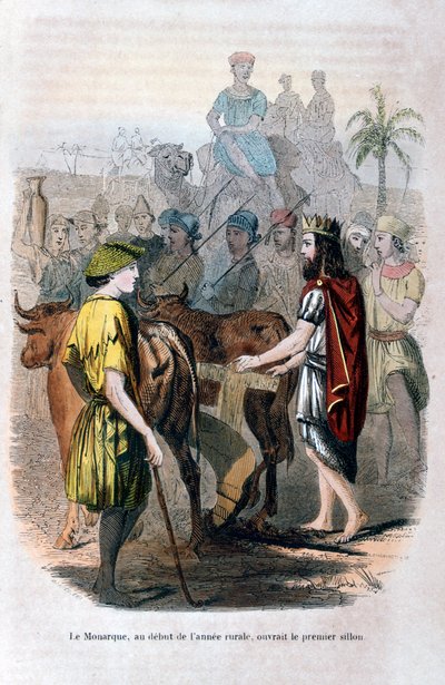 帝王，在农村的年初，打开了第一次犁沟，1847年 作者 让·阿道夫·博斯