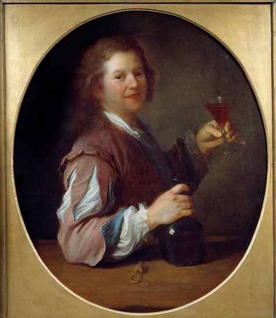 艺术家在饮酒者的画像 Jean Alexis Grimou (1680-1740) 1724 年作画。 1x0,85 m 作者 让·亚历克西斯·格里莫
