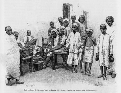 Cafe at Steamer Point Bazaar, Aden, Yemen. Engraving by A.Rixens to illustrate the story A Suse, journal des excavilles 作者 Jean Andre Rixens