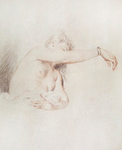 裸体女人与她的手臂举起 作者 Jean-Antoine Watteau