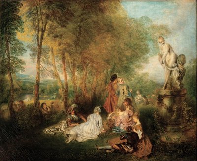 爱的盛宴，约。 1718-1719 作者 Jean Antoine Watteau