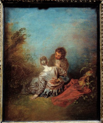 The wrong step. Painting by Jean Antoine Watteau (1684-1721) 作者 Jean Antoine Watteau