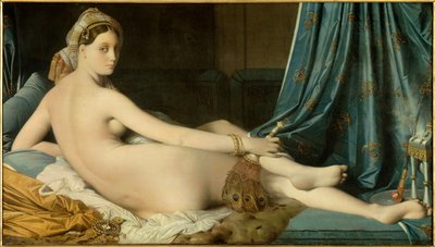 让·奥古斯特·多米尼克·安格尔（Jean Auguste Dominique Ingres，1780-1867 年）1814 年昏暗的大宫女绘画。 0,91 x 1,62 m - Grande Odalisque。 多米尼克·安格尔 (Dominique Ingres) 的绘画 (1780-1867) 作者 让·奥古斯特·多米尼克·英格里斯