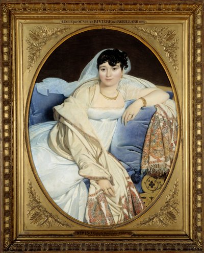 里维埃夫人(1773-1848)的肖像 菲利贝尔-里维埃的妻子 绘画：让-奥古斯特-多米尼克-安格尔(1780-1867) 1806年的太阳。1,16x0,9米 --菲利贝尔-里维埃夫人，名玛丽-弗朗索瓦丝-雅克特-比比安-布洛特-博雷加德（1773-1848）。让的绘画作品 作者 让·奥古斯特·多米尼克·英格里斯