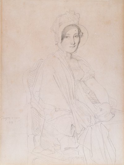 Marie Marcoz的肖像，后来的Vicomtesse de Senonnes de Senonnes，1813年（编织纸上的石墨铅笔） 作者 让·奥古斯特·多米尼克·英格里斯