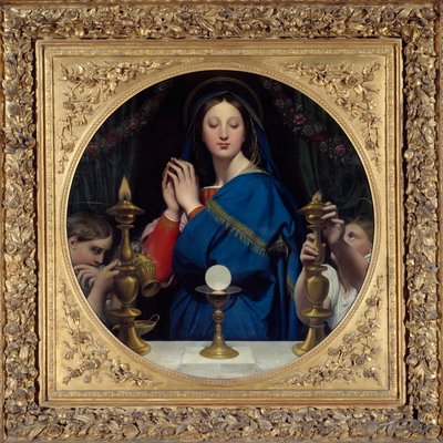 敬拜主人的处女。 让·奥古斯特·多米尼克·安格尔 (Jean Auguste Dominique Ingres) 的绘画 (1780-1867) 作者 让·奥古斯特·多米尼克·英格里斯
