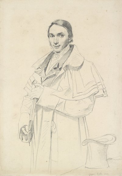 Jean-Francois-Antoine森林的四分之三长度肖像（白色编织纸上的石墨） 作者 让·奥古斯特·多米尼克·英格里斯