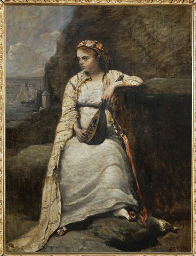 Haydee，jeune femme en costume grec - 身着希腊服装的年轻女子，也许是拜伦《唐璜》中的女主角... 作者 让·巴蒂斯特·卡米尔·科罗