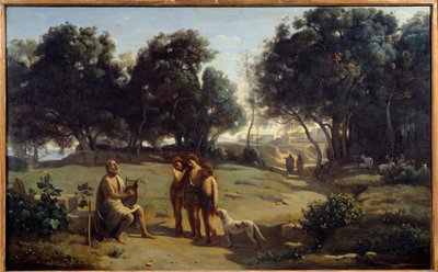 荷马和牧羊人。 拔摩岛上的希腊诗人。 Camille Corot (1796-1875) 1845 年作画。 0,8x1,3 m Saint Lo, Musee des Beaux Arts 作者 让·巴蒂斯特·卡米尔·科罗