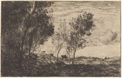 在沙丘上：海牙的纪念品 (Dans les dunes: Souvenir du bois de La Haye) 作者 让·巴蒂斯特·卡米尔·科罗