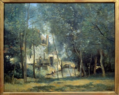 卡米尔柯罗 (1796-1875) 1874 年的 Le Moulin de Saint-Nicolas-Lez-Arras 绘画。 0.65x0.81 m 巴黎，奥赛博物馆 作者 让·巴蒂斯特·卡米尔·科罗