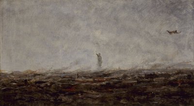 Le Rêve：巴黎大火，1870 年 9 月，1870 年（布面油画） 作者 让·巴蒂斯特·卡米尔·科罗
