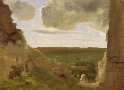 中世纪遗址，c.1828-30（船上油画） 作者 Jean Baptiste Camille Corot