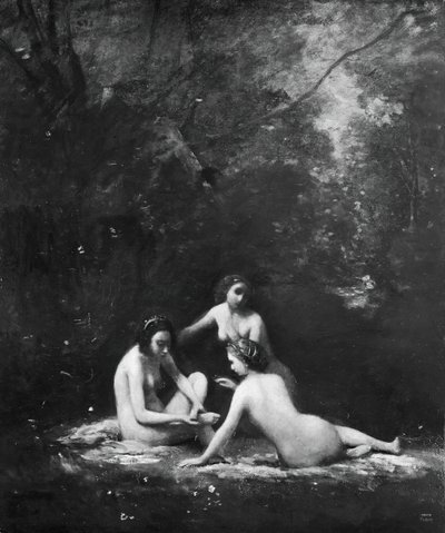 离开浴池的仙女们，1843年。 作者 让·巴蒂斯特·卡米尔·科罗