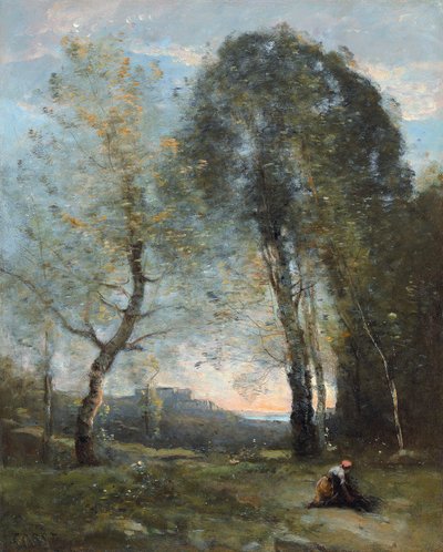 收集木材的农民妇女，意大利，c。 1870-2 作者 让·巴蒂斯特·卡米尔·科罗