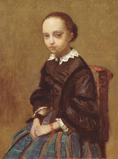 一个女孩的肖像，1857-58 作者 Jean-Baptiste-Camille Corot
